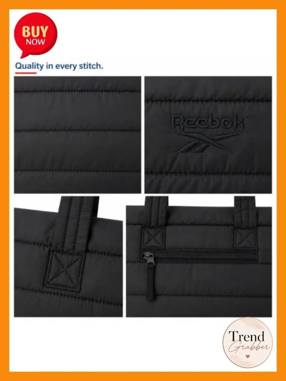 Lightweight Quilted Puffer Tote Bag with Zipper for Travel Work